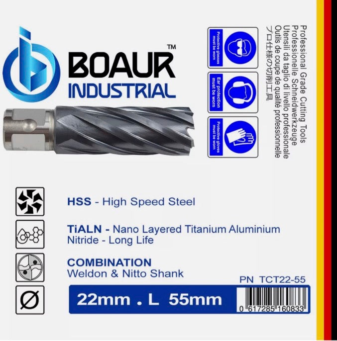 BOAUR - TCT - 100mm Depth Annular Cutters - 14mm to 54mm