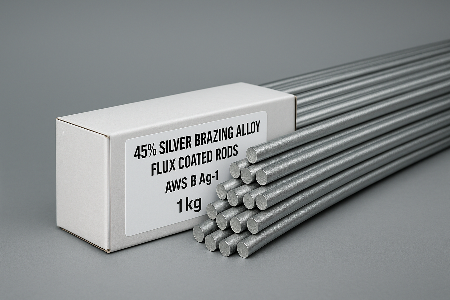 Silver Brazing Alloy - 45% Silver Brazing Alloy Flux Coated - AWS B Ag-1 - 1.6mm - 1kg