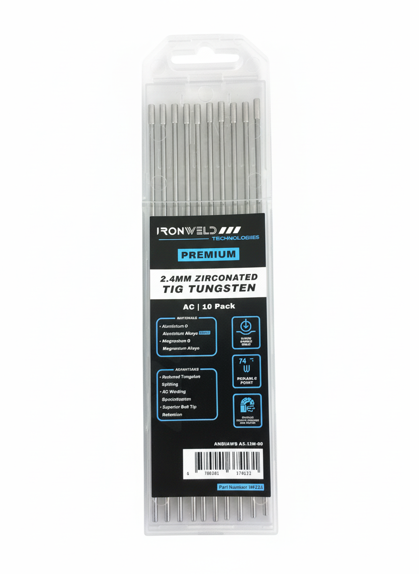 Ironweld - Tungsten TIG - Zirconated (White) Polished - 1.0mm, 1.6mm, 2.4mm, 3.2mm, 4.0mm - (10 Pack) (Copy)