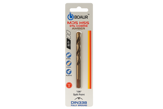 BOAUR - Cobalt Fully Ground Jobber M35 Drill Bits - 1.0mm to 25mm (0.5mm Increments)
