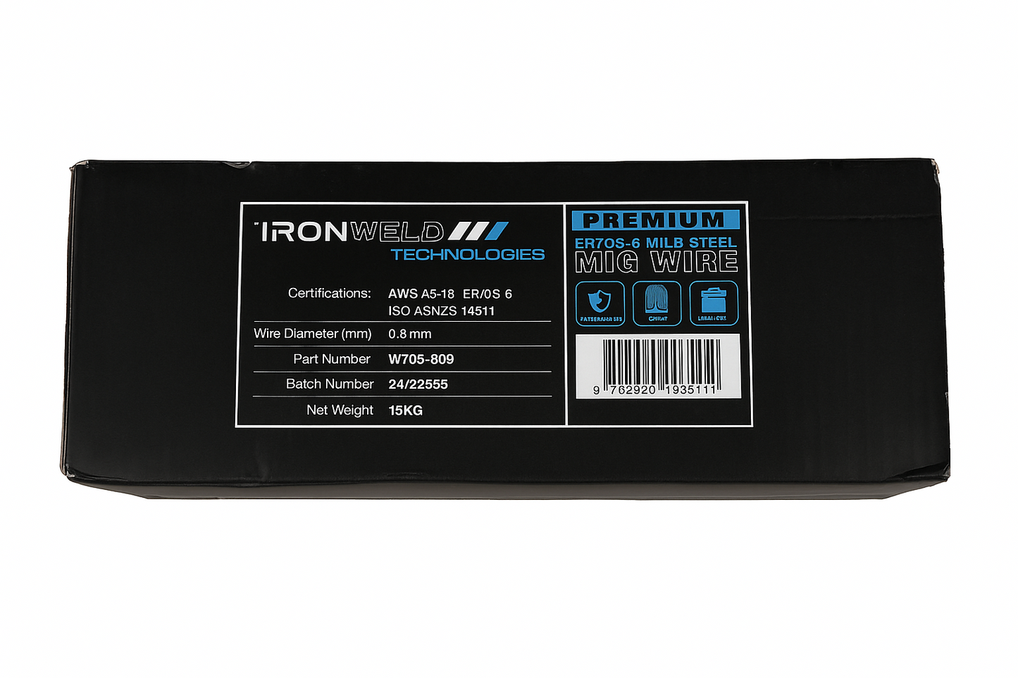 MIG Wire - Ironweld - Mild Steel Solid - AWS ER 70S-6 - 0.6mm, 0.8mm, 0.9mm, 1.2mm, 1.6mm - 15KG